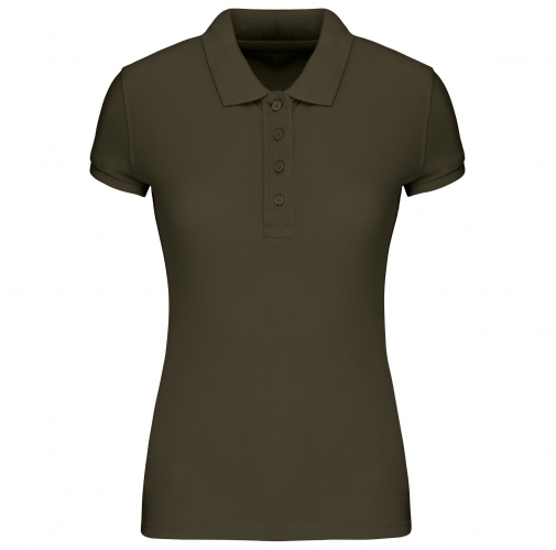 mossy green Polo piqué orgánico de mujer