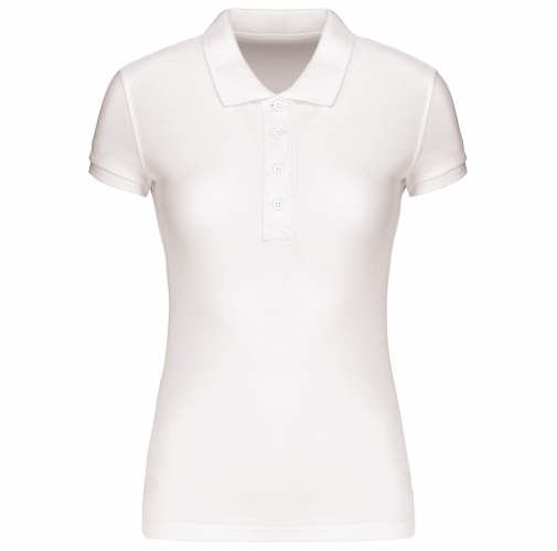 white Polo piqué orgánico de mujer