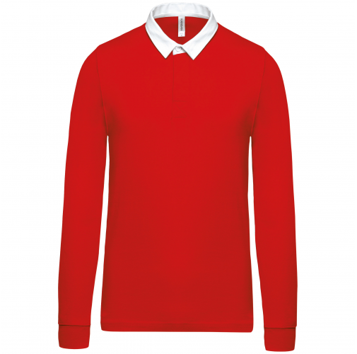 red / white Polo Rugby