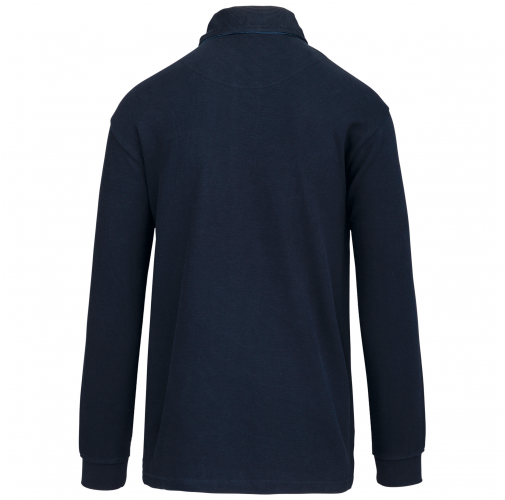 navy / jean French rib - polo de canalé manga larga hombre