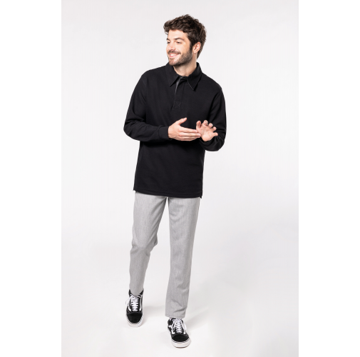 French rib - polo de canalé manga larga hombre