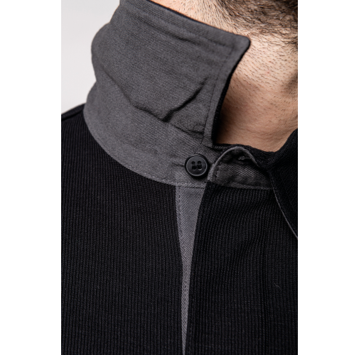 French rib - polo de canalé manga larga hombre