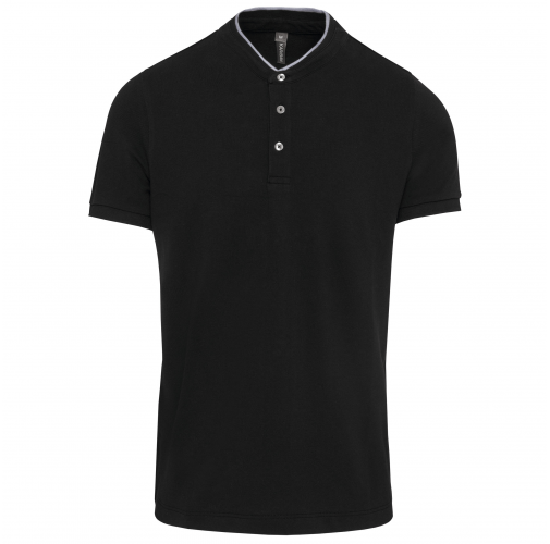 black / oxford grey Polo con cuello mao manga corta hombre