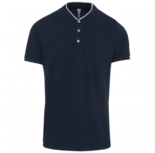 navy / white Polo con cuello mao manga corta hombre