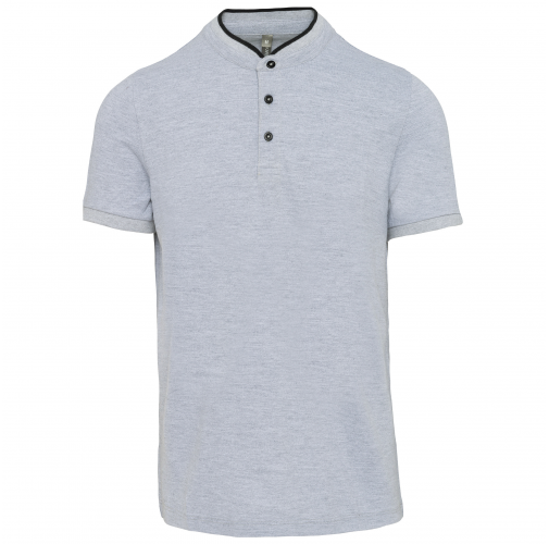 oxford grey / black Polo con cuello mao manga corta hombre