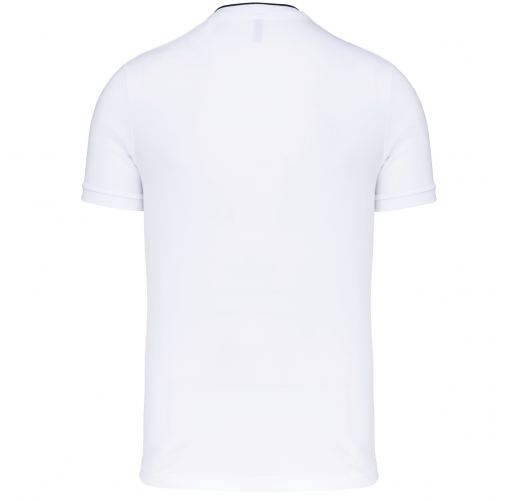white / navy Polo con cuello mao manga corta hombre