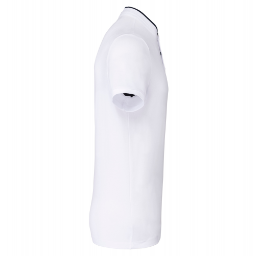 white / navy Polo con cuello mao manga corta hombre