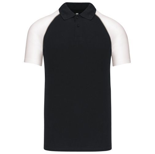 black / white Polo baseball manga corta