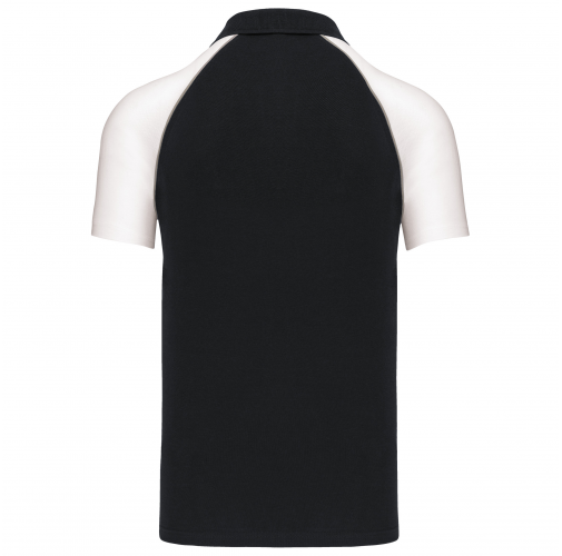 black / white Polo baseball manga corta