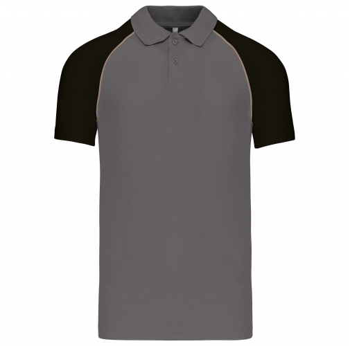 slate grey / black Polo baseball manga corta