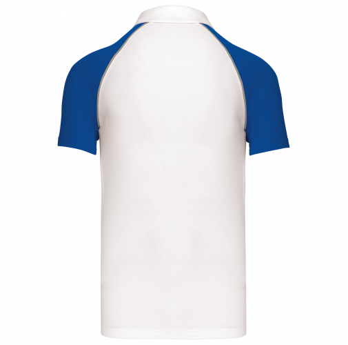 white / royal blue Polo baseball manga corta