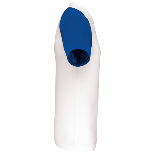 white / royal blue Polo baseball manga corta