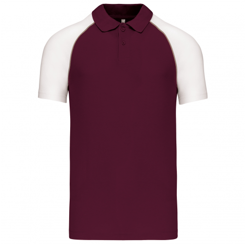 bordeaux / white Polo baseball manga corta