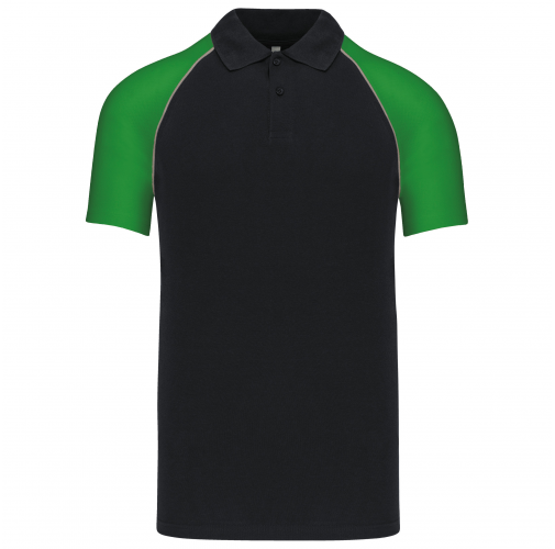black / green Polo baseball manga corta