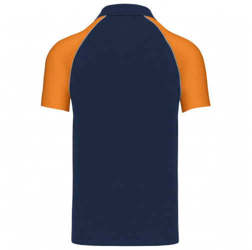 navy / orange Polo baseball manga corta