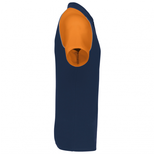 navy / orange Polo baseball manga corta