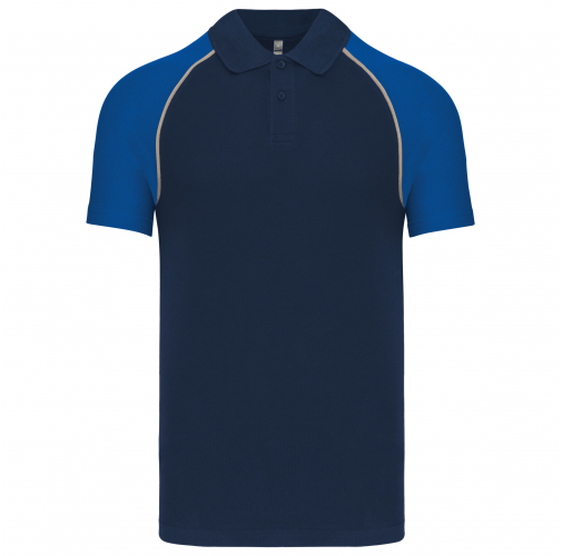 navy / royal blue Polo baseball manga corta