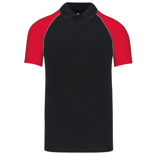 black / red Polo baseball manga corta