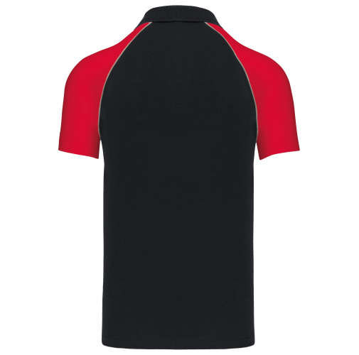 black / red Polo baseball manga corta