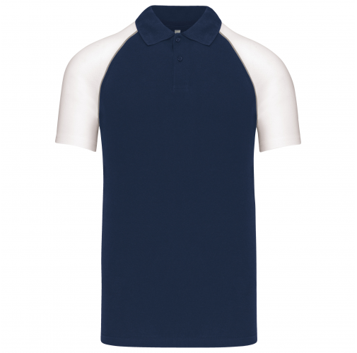 navy / white Polo baseball manga corta
