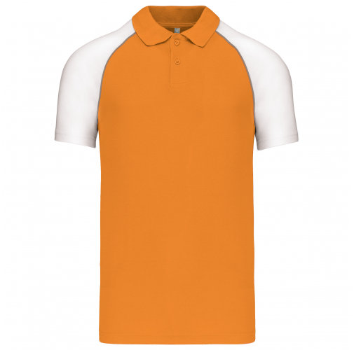 orange / white Polo baseball manga corta