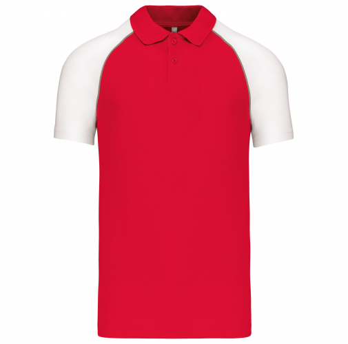 red / white Polo baseball manga corta