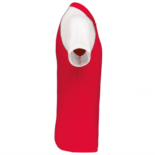 red / white Polo baseball manga corta