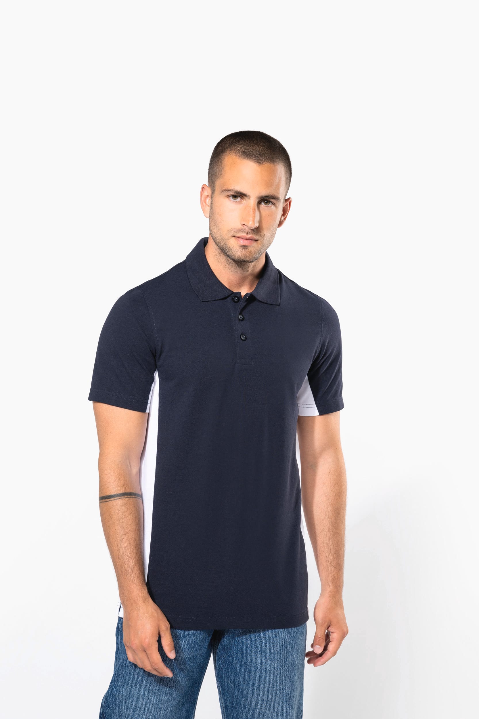 POLO DE PUNTO PIQUÉ MANGA CORTA BICOLOR HOMBRE