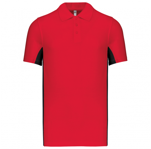 red / black Polo de punto piqué manga corta bicolor hombre