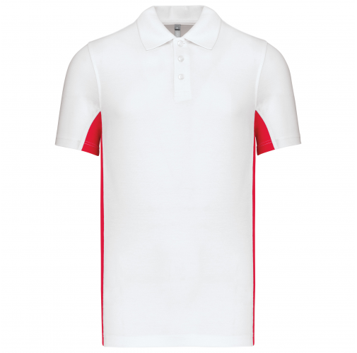 white / red Polo de punto piqué manga corta bicolor hombre