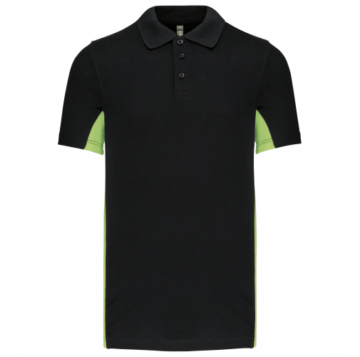 black / lime Polo de punto piqué manga corta bicolor hombre