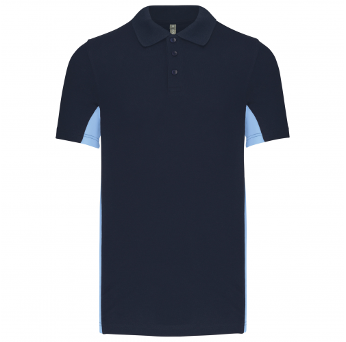 navy / sky blue Polo de punto piqué manga corta bicolor hombre