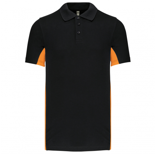 black / orange Polo de punto piqué manga corta bicolor hombre