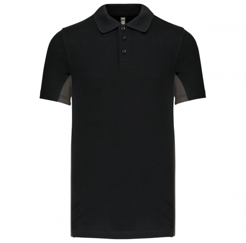 black / dark grey Polo de punto piqué manga corta bicolor hombre