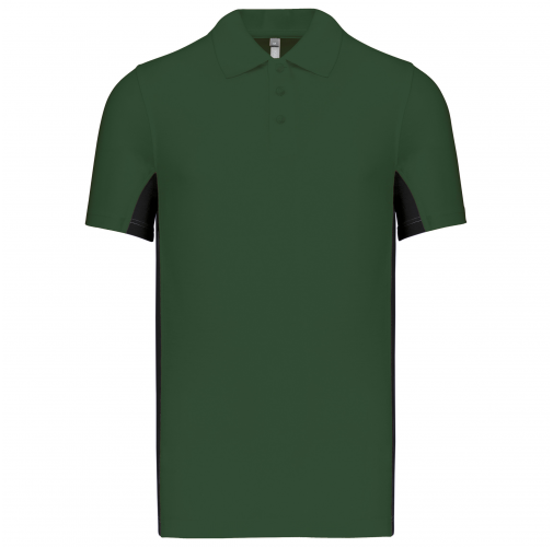 forest green / black Polo de punto piqué manga corta bicolor hombre