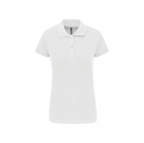white Polo de punto piqué manga corta mujer