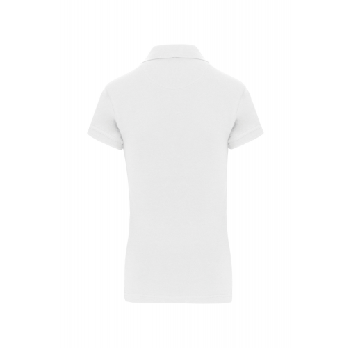 white Polo de punto piqué manga corta mujer