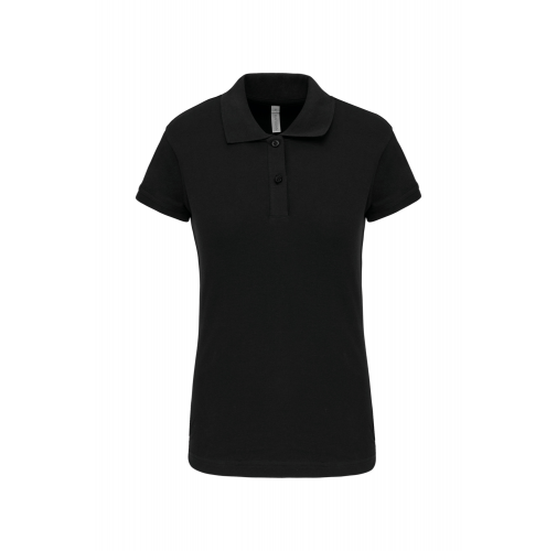 black Polo de punto piqué manga corta mujer