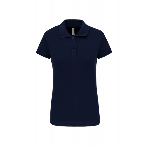navy Polo de punto piqué manga corta mujer