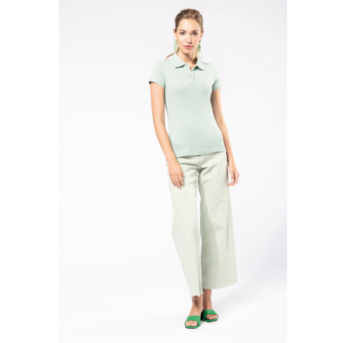 Polo de punto piqué manga corta mujer