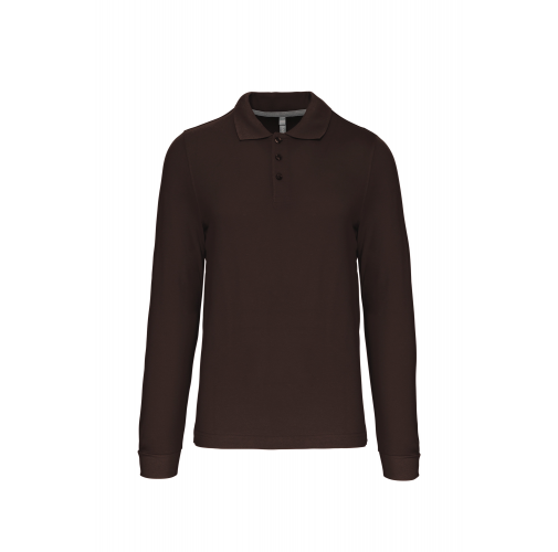 chocolate Polo manga larga hombre