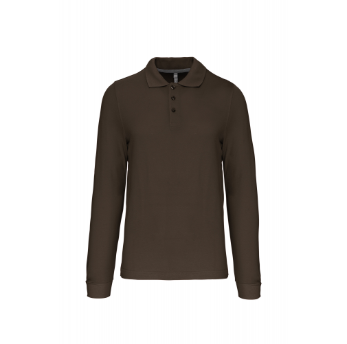 dark khaki Polo manga larga hombre