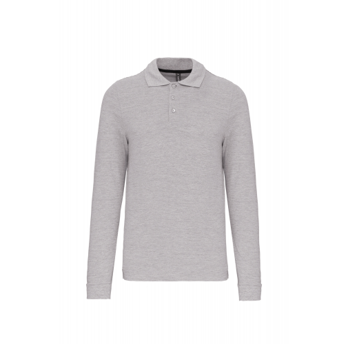 oxford grey Polo manga larga hombre