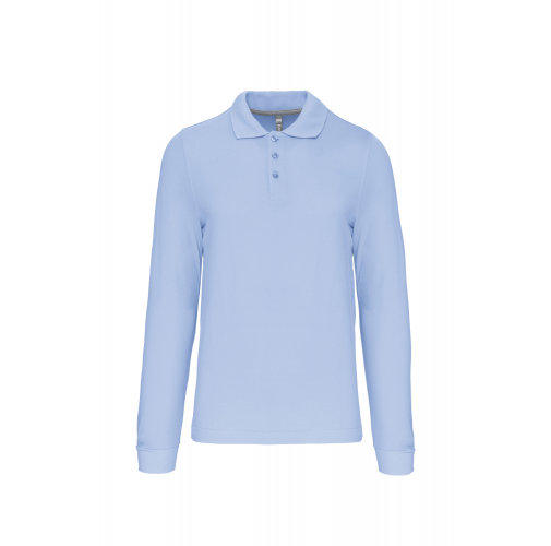 sky blue Polo manga larga hombre