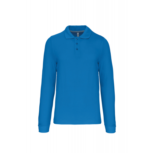 tropical blue Polo manga larga hombre