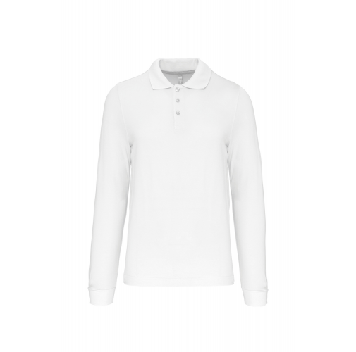 white Polo manga larga hombre