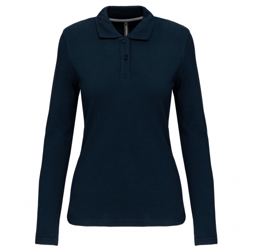 navy Polo manga larga mujer