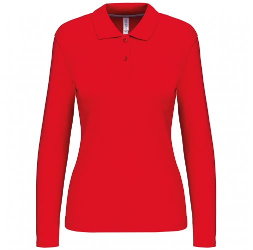 red Polo manga larga mujer