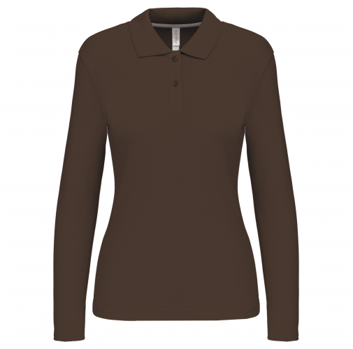 chocolate Polo manga larga mujer