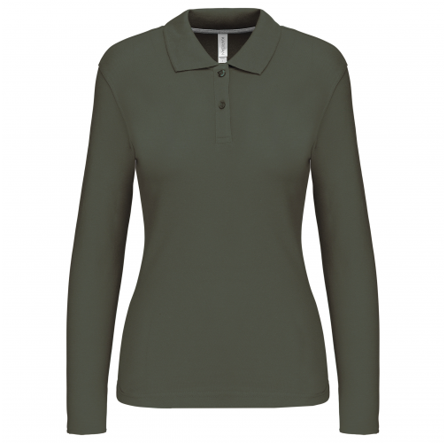 dark khaki Polo manga larga mujer